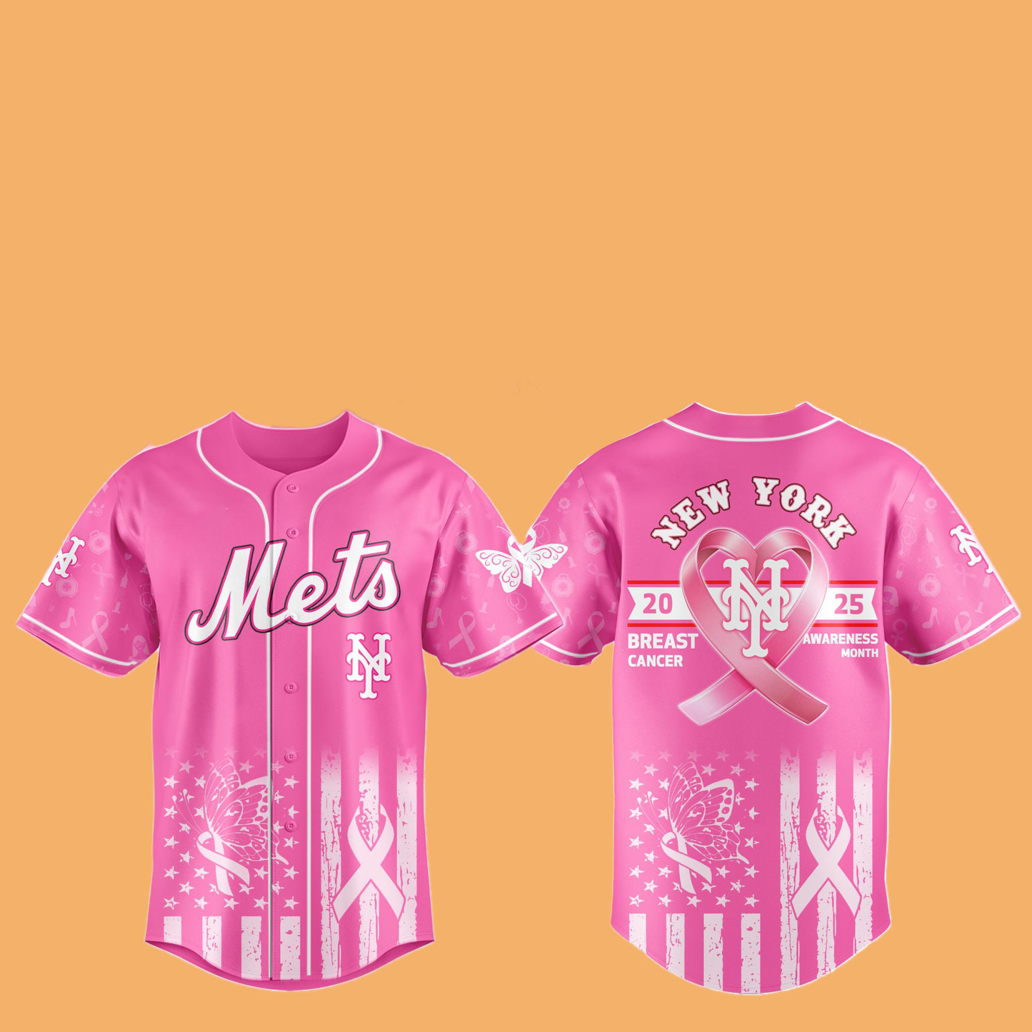2025 NY Mets Special Breast Cancer Awareness Month Hat And Jersey