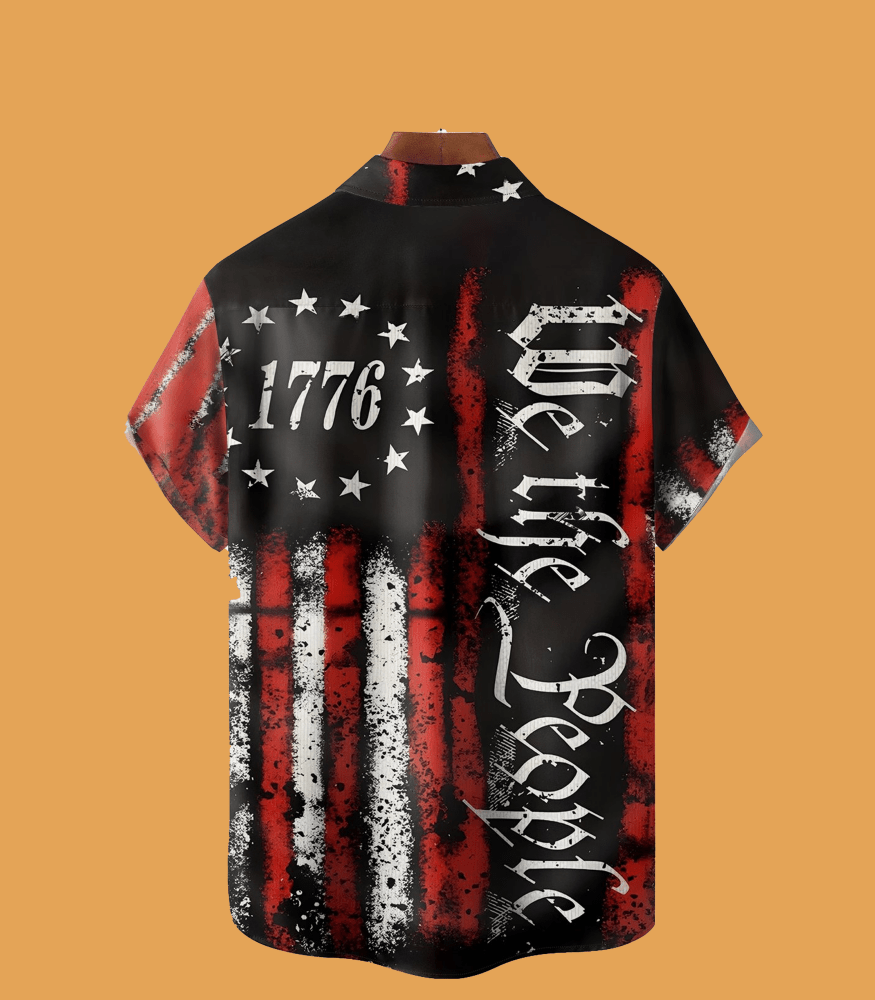 1776 Declaration of Independence 4th of July Chest Pocket Hawaiian Shirt - Cabryon
