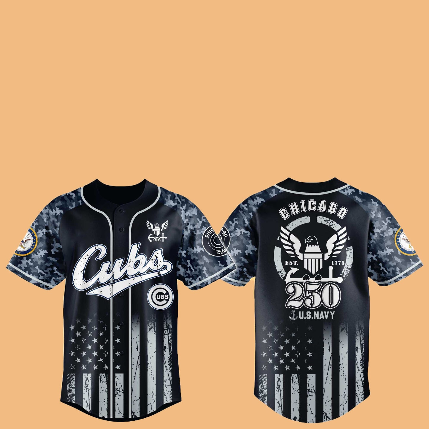 Cubs 250th US NAVY Hat Jersey 2025