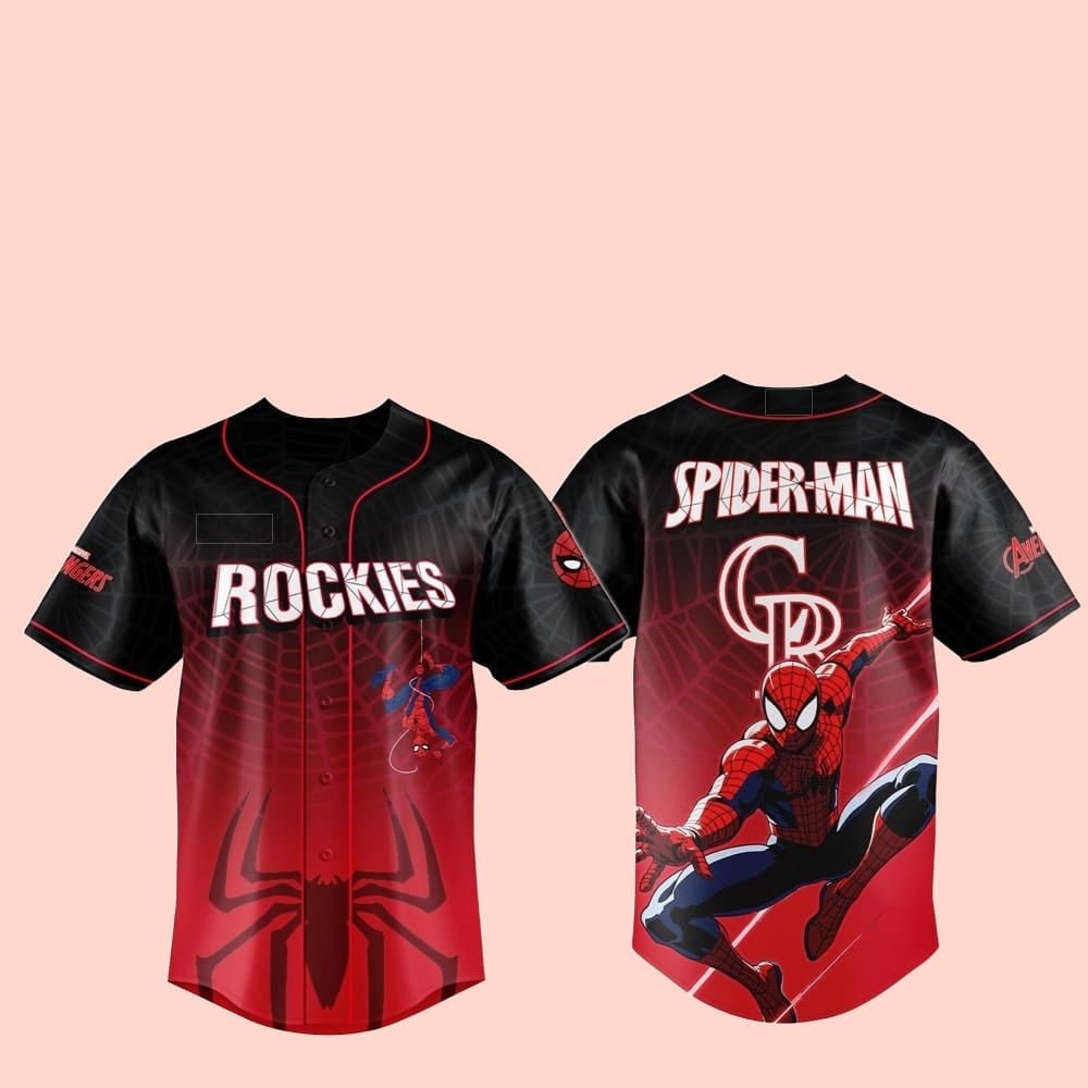2025 Colorado Rockies Spider Man Night Baseball Jersey - Hat - Cabryon