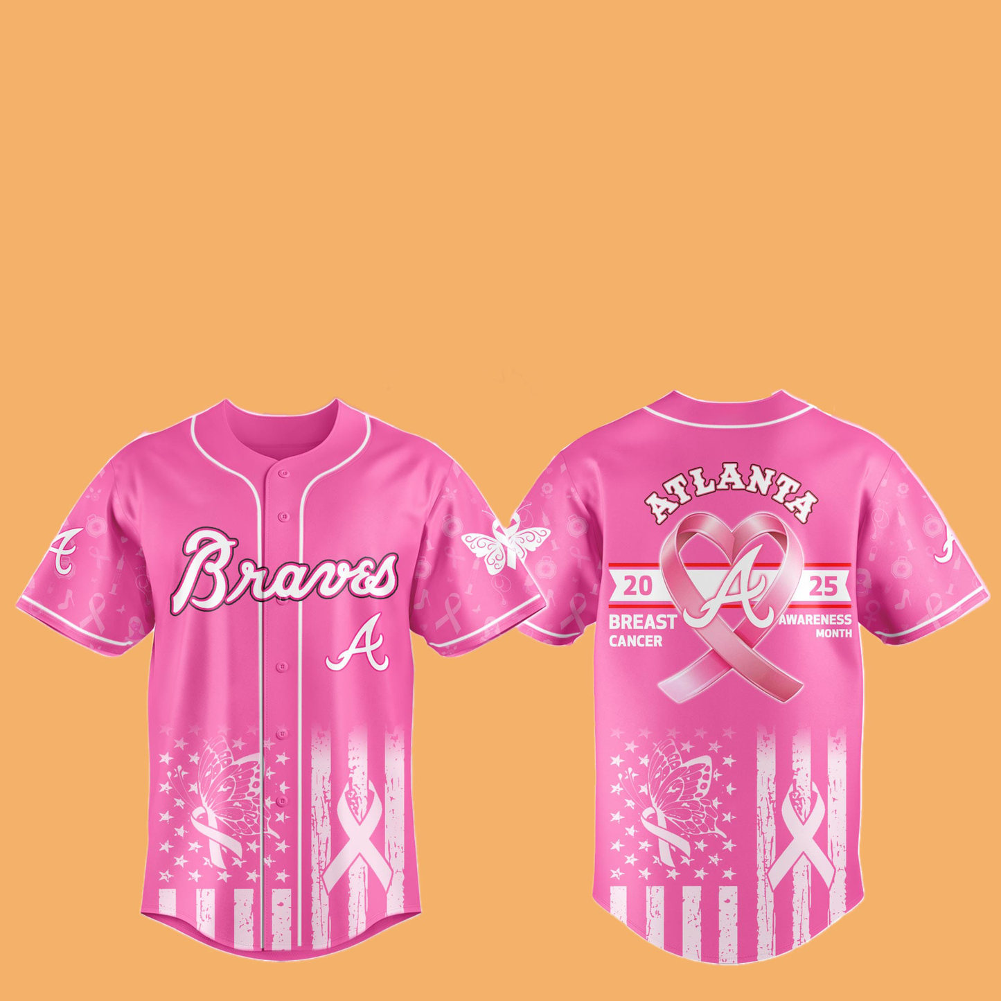 2025 Braves Special Breast Cancer Awareness Month Hat And Jersey