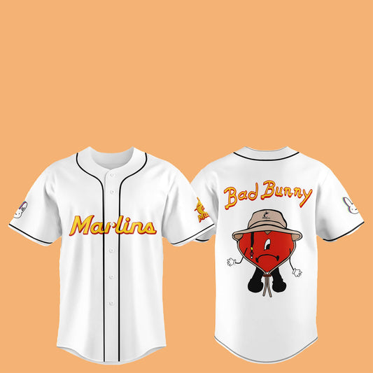 2025 Marlins Bad Bunny Hat Jersey