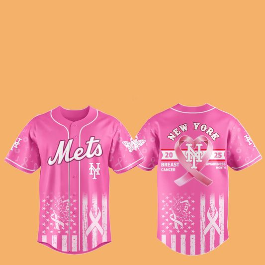 2025 NY Mets Special Breast Cancer Awareness Month Hat And Jersey