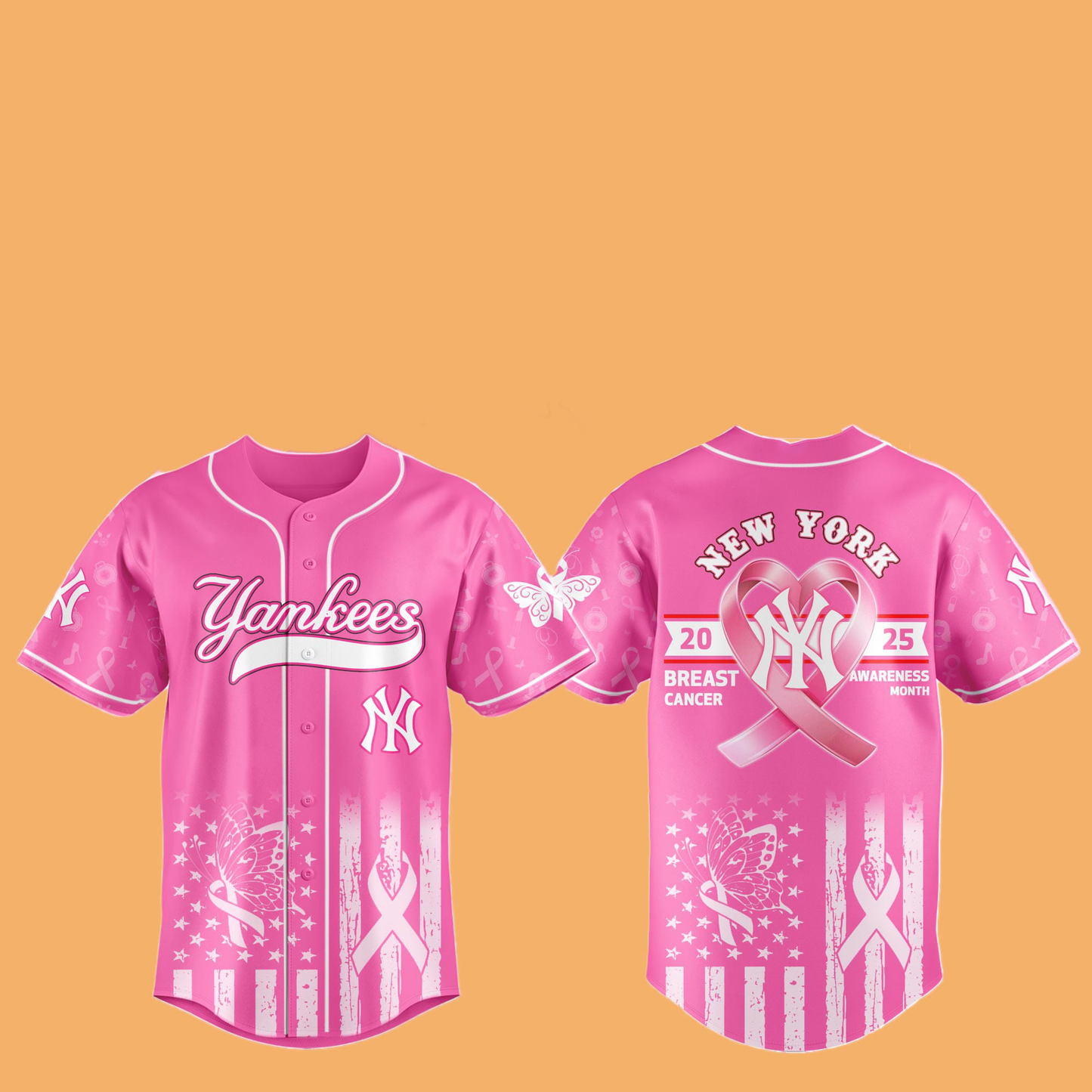 2025 NY Yankees Special Breast Cancer Awareness Month Hat And Jersey