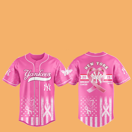 2025 NY Yankees Special Breast Cancer Awareness Month Hat And Jersey