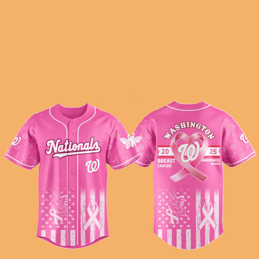 2025 Nationals Special Breast Cancer Awareness Month Hat And Jersey