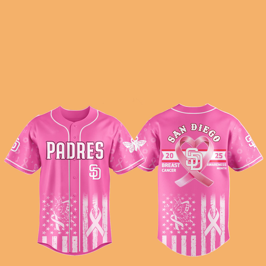 2025 Padres Special Breast Cancer Awareness Month Hat And Jersey