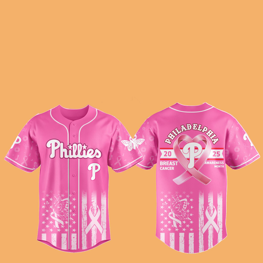 2025 Phillies Special Breast Cancer Awareness Month Hat And Jersey