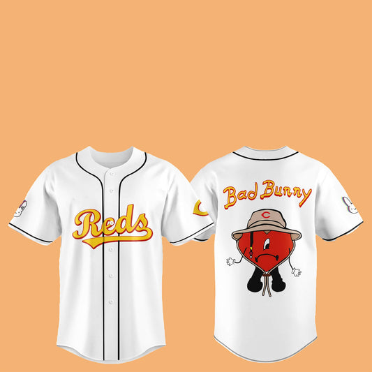 2025 Reds Bad Bunny Hat Jersey