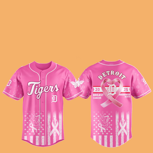 2025 Tigers Special Breast Cancer Awareness Month Hat And Jersey