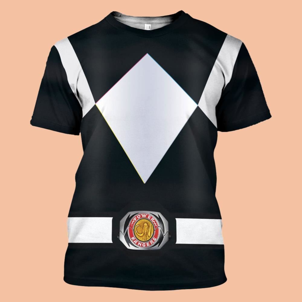 Black Power Ranger Costume Shirt Halloween 2025
