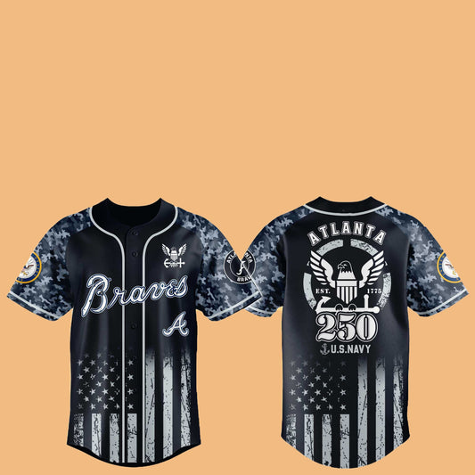 Braves 250th US NAVY Hat Jersey 2025