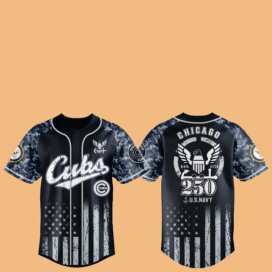 Cubs 250th US NAVY Hat Jersey 2025
