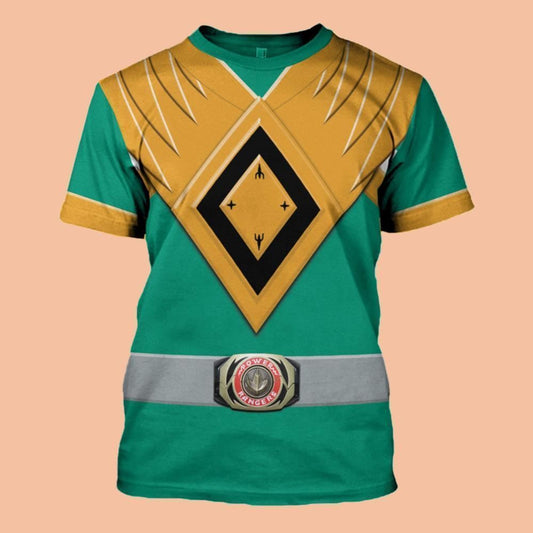 Green Power Ranger Costume Shirt Halloween 2025