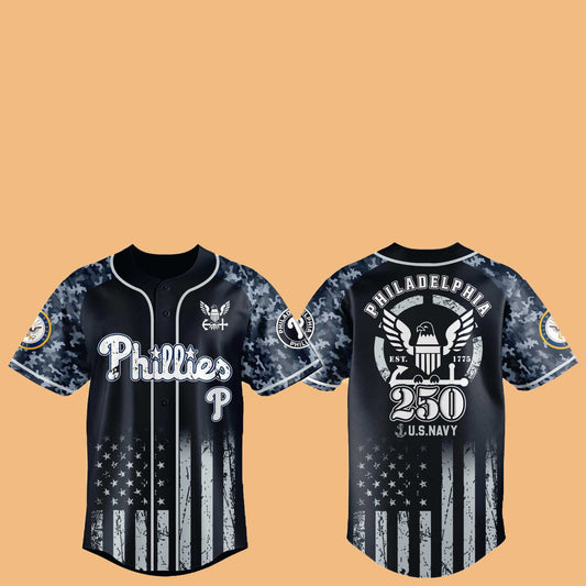 Phillies 250th US NAVY Hat Jersey 2025