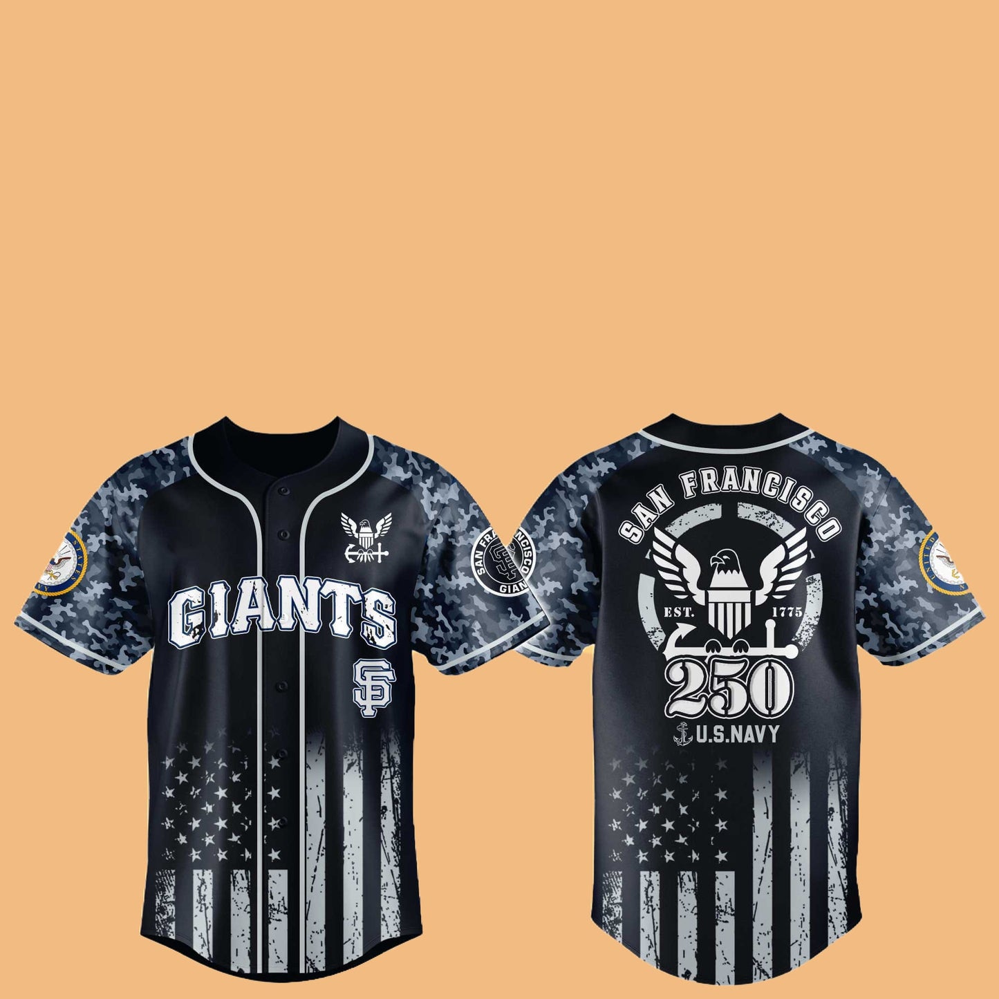SF Giants 250th US NAVY Hat Jersey 2025