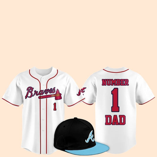 2025 Atlanta Braves Father Day Number 1 Dad Baseball Jersey - Cabryon