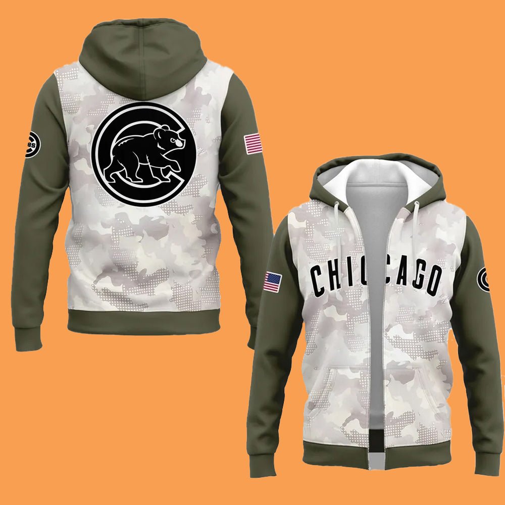 2025 Chicago Cubs Armed Forces Day Zip Hoodie - Cabryon