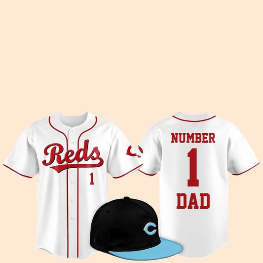 2025 Cincinnati Reds Father Day Number 1 Dad Baseball Jersey - Cabryon