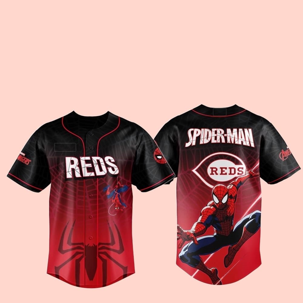 2025 Cincinnati Reds Spider Man Night Baseball Jersey - Hat - Cabryon