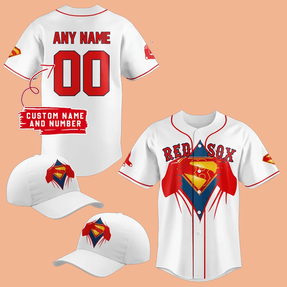 2025 Custom Red Sox Superman Night Jersey - Cabryon
