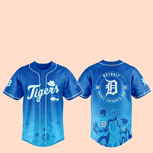 2025 Detroit Tigers Happy Father Day Baseball Jersey - Cabryon