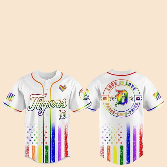 2025 Detroit Tigers Pride Month Love Is Love Jersey - Cabryon
