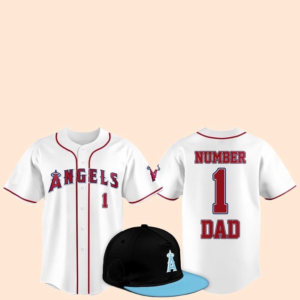 2025 LA Angels Father Day Number 1 Dad Baseball Jersey - Cabryon