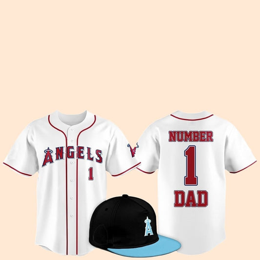 2025 LA Angels Father Day Number 1 Dad Baseball Jersey - Cabryon