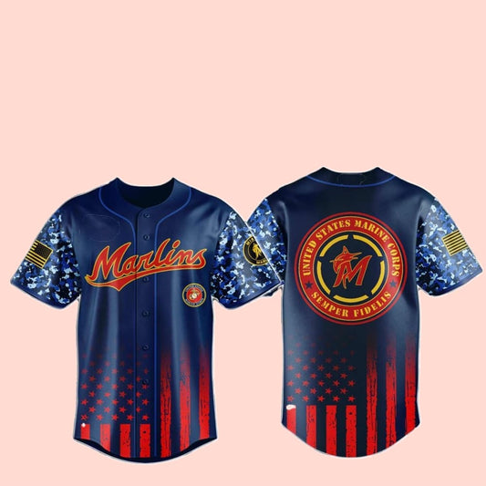 2025 Marlins Marine Corps Military Appreciation Baseball Jersey - Cabryon