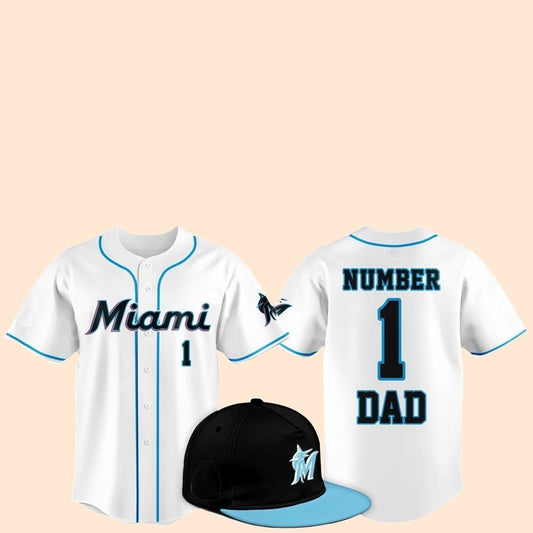 2025 Miami Marlins Father Day Number 1 Dad Baseball Jersey - Cabryon