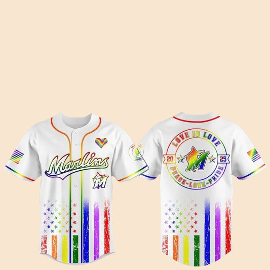 2025 Miami Marlins Pride Month Love Is Love Jersey - Cabryon