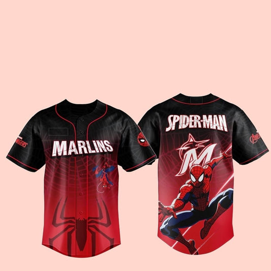 2025 Miami Marlins Spider Man Night Baseball Jersey - Hat - Cabryon