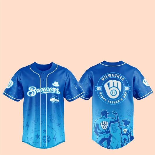 2025 Milwaukee Brewers Happy Father Day Baseball Jersey - Cabryon