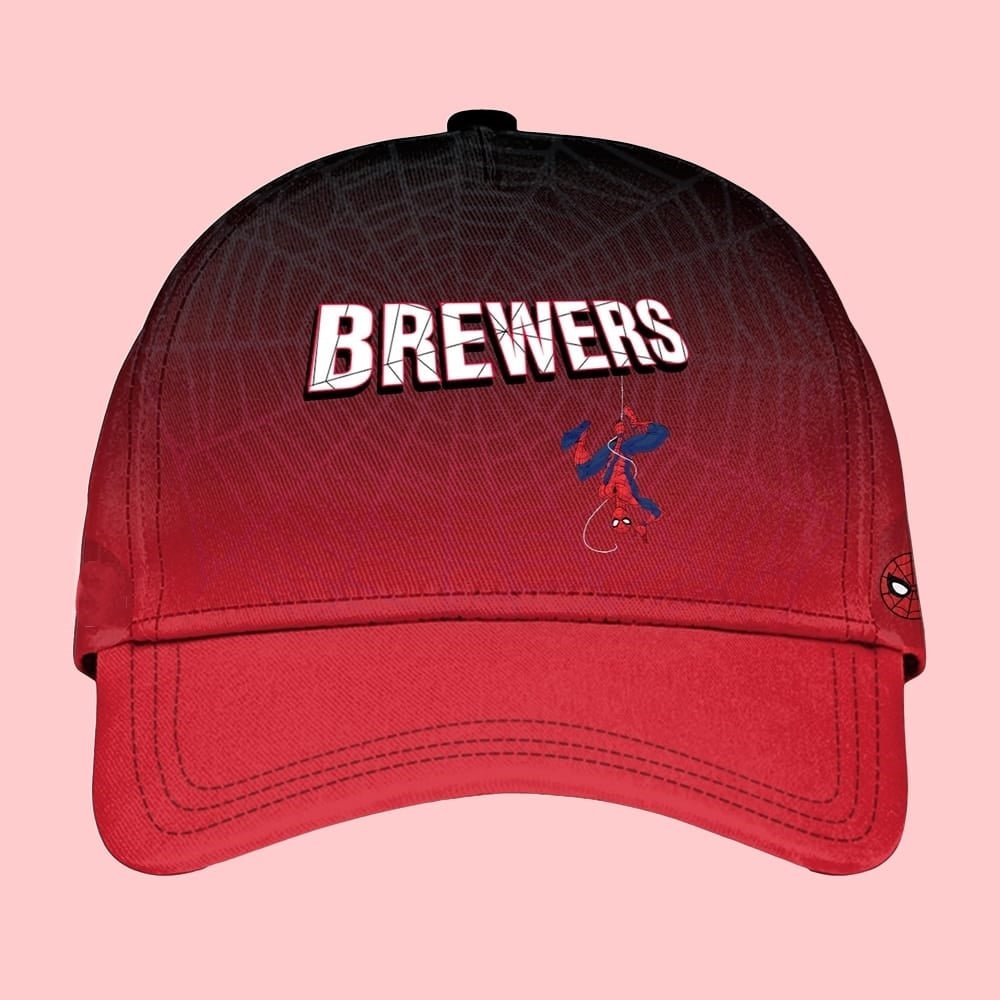 2025 Milwaukee Brewers Spider Man Night Baseball Jersey Hat - Cabryon