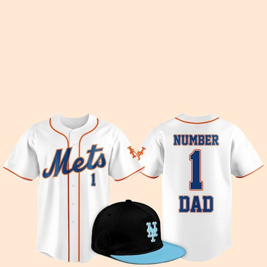 2025 New York Mets Father Day Number 1 Dad Baseball Jersey - Cabryon