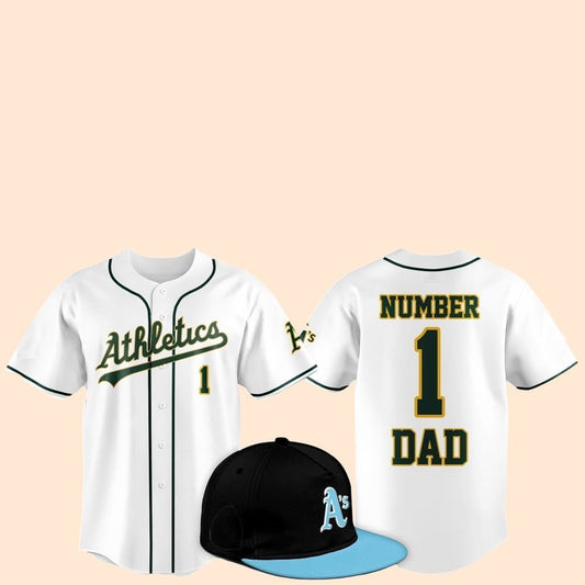 2025 Oakland Athletics Father Day Number 1 Dad Baseball Jersey - Cabryon