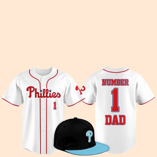 2025 Philadelphia Phillies Father Day Number 1 Dad Baseball Jersey - Cabryon