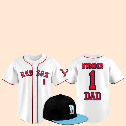 2025 Red Sox Father Day Number 1 Dad Baseball Jersey - Cabryon