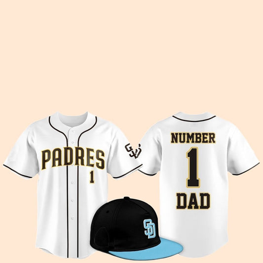 2025 SD Padres Father Day Number 1 Dad Baseball Jersey - Cabryon