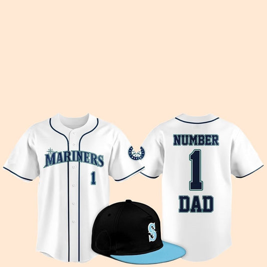 2025 Seattle Mariners Father Day Number 1 Dad Baseball Jersey - Cabryon
