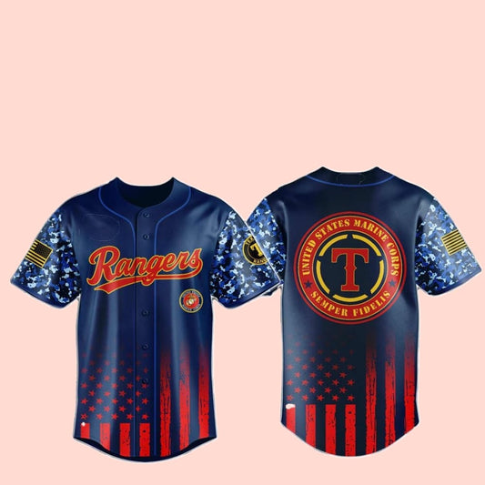 2025 Texas Rangers Marine Corps Military Appreciation Baseball Jersey - Cabryon