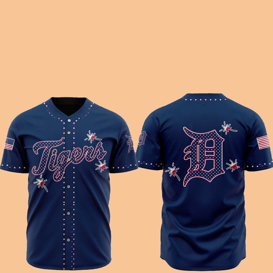 2025 Detroit Tigers Happy Independence Day Baseball Jersey