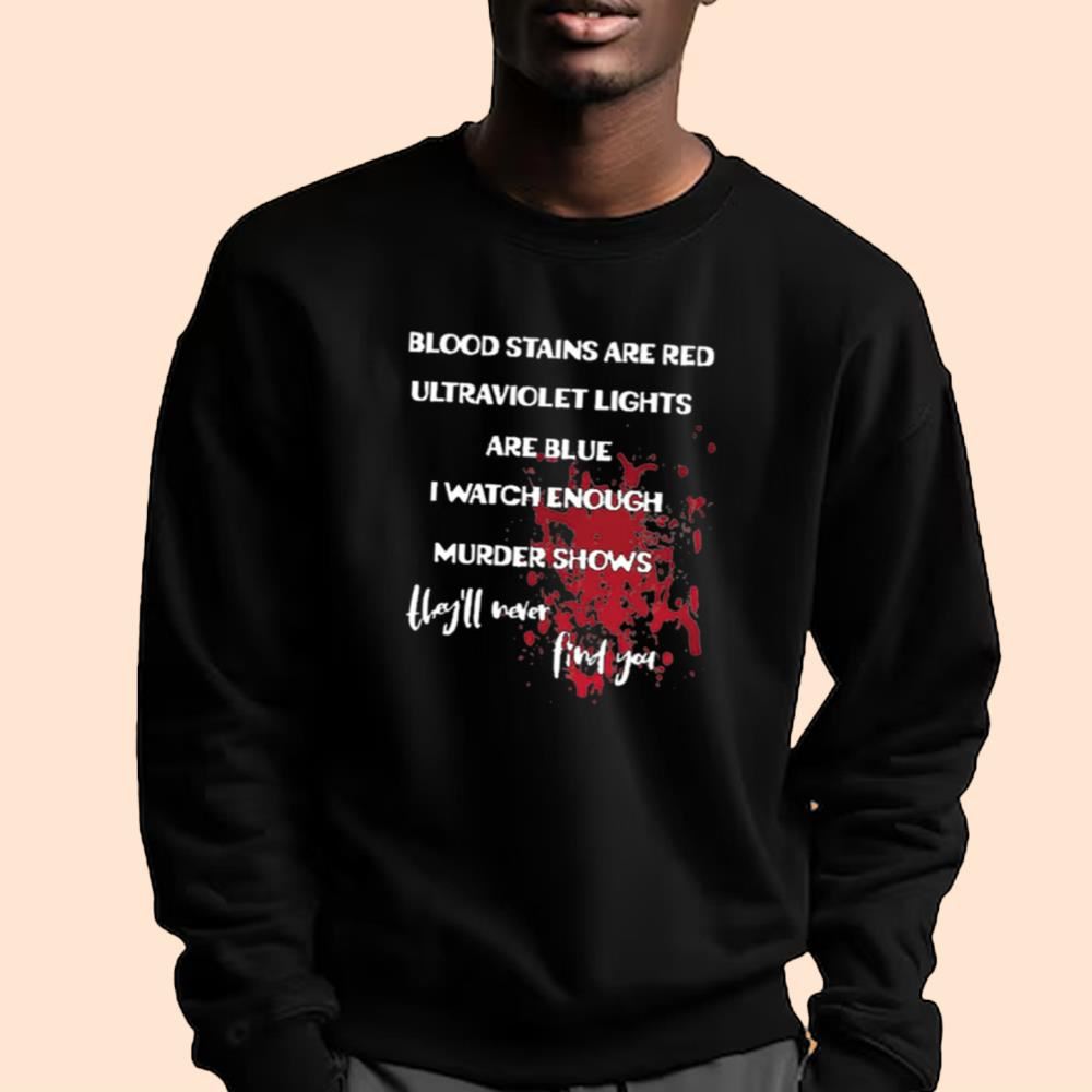 Blood Stains Are Red Ultraviolet Lights Are Blue Shirt Halloween 2025