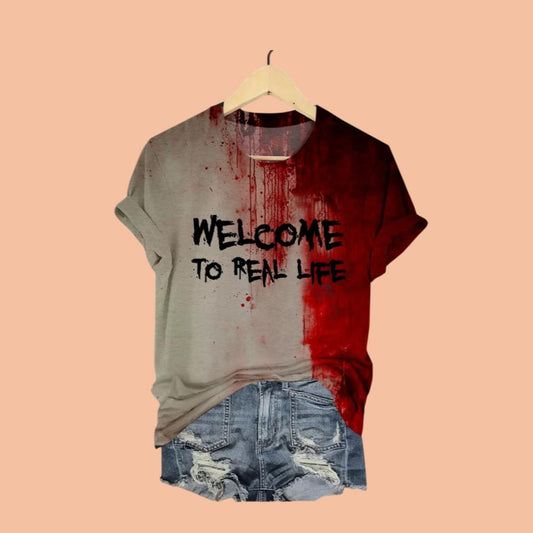 2025 Halloween Bloody Welcome To Real Life Art Print Printed Shirt