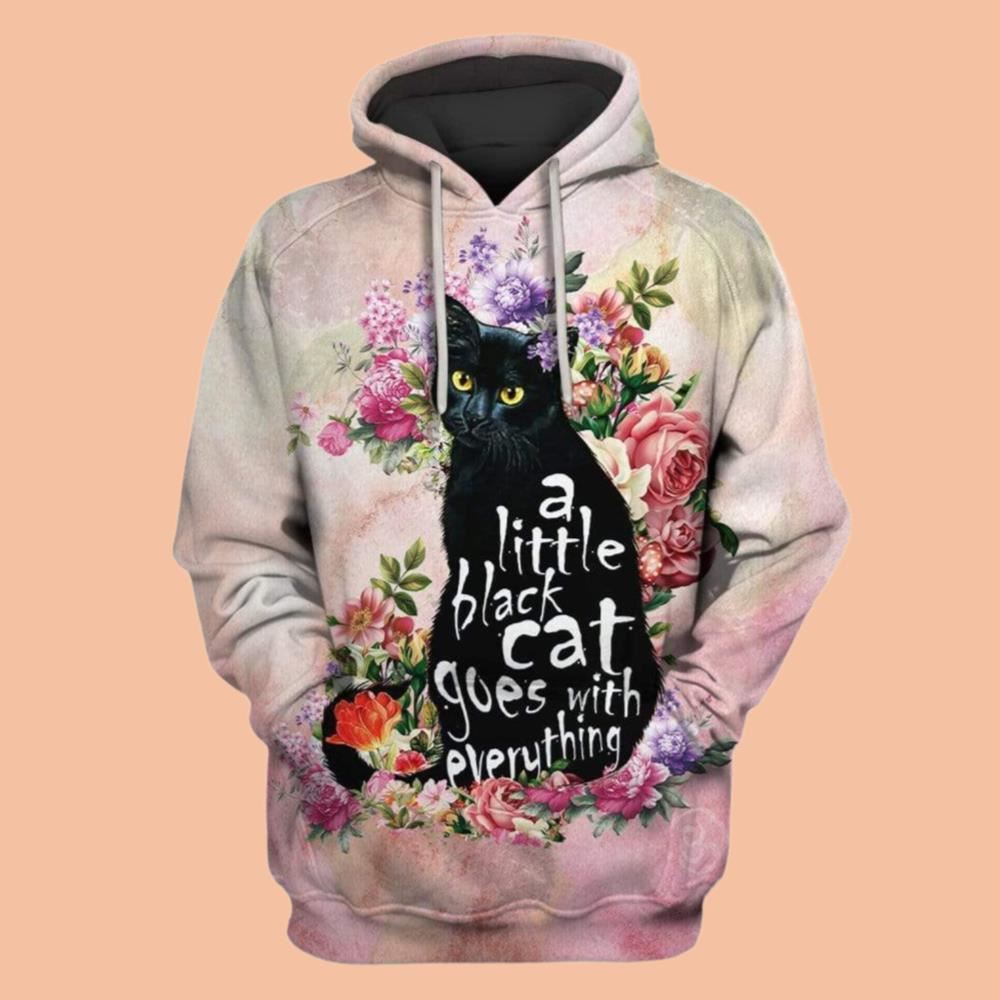 2025 Halloween Cat With Flowers Costume Hoodie