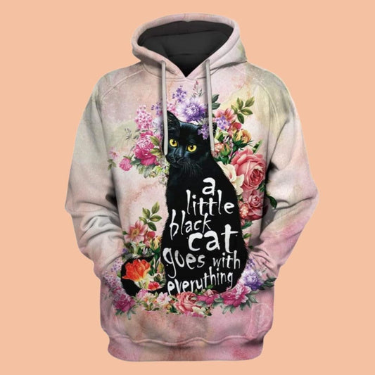 2025 Halloween Cat With Flowers Costume Hoodie