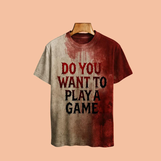 2025 Halloween Do You Want To Play A Game Blood Printed Shirt