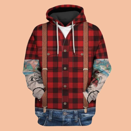 2025 Halloween Lumbersexual With Tattoo Sleeves Costume Hoodie