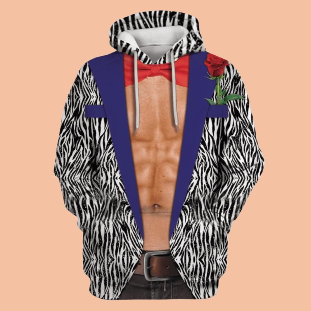2025 Halloween Man Having Muscle With Red Necktie Costume Hoodie